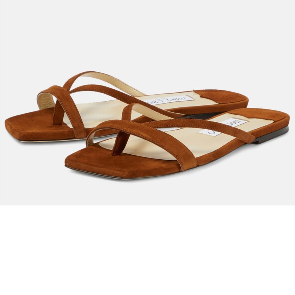 Jimmy Choo Maelie Brown Suede Sandals with Duster Bag - Size 6.5